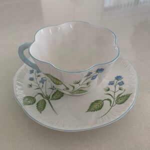 Shelley China American Brooklime Pattern Teacup and Saucer Set